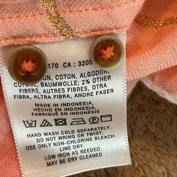 ANTHROPOLOGIE Holding Horses Gailen Peach Plaid Shirt Sz 6 - Picture 5 of 6
